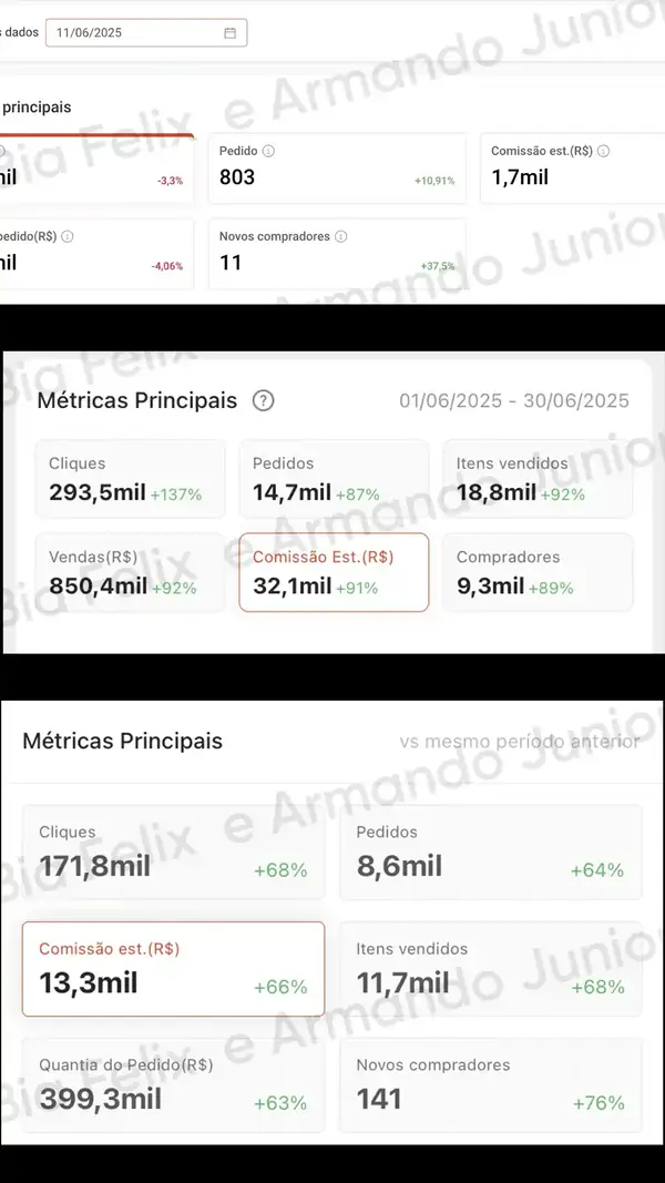 Print de resultado real de Júnior e Bia