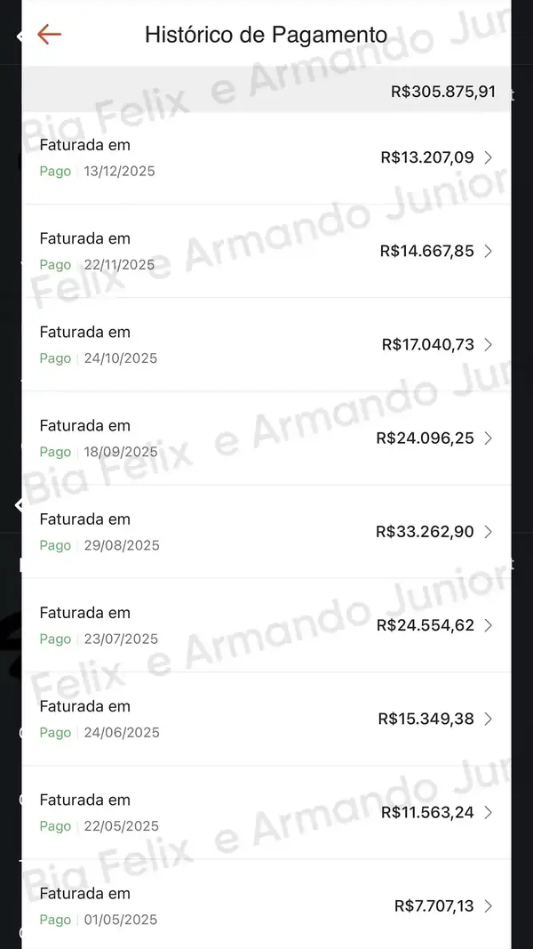 Print de resultado real de Júnior e Bia