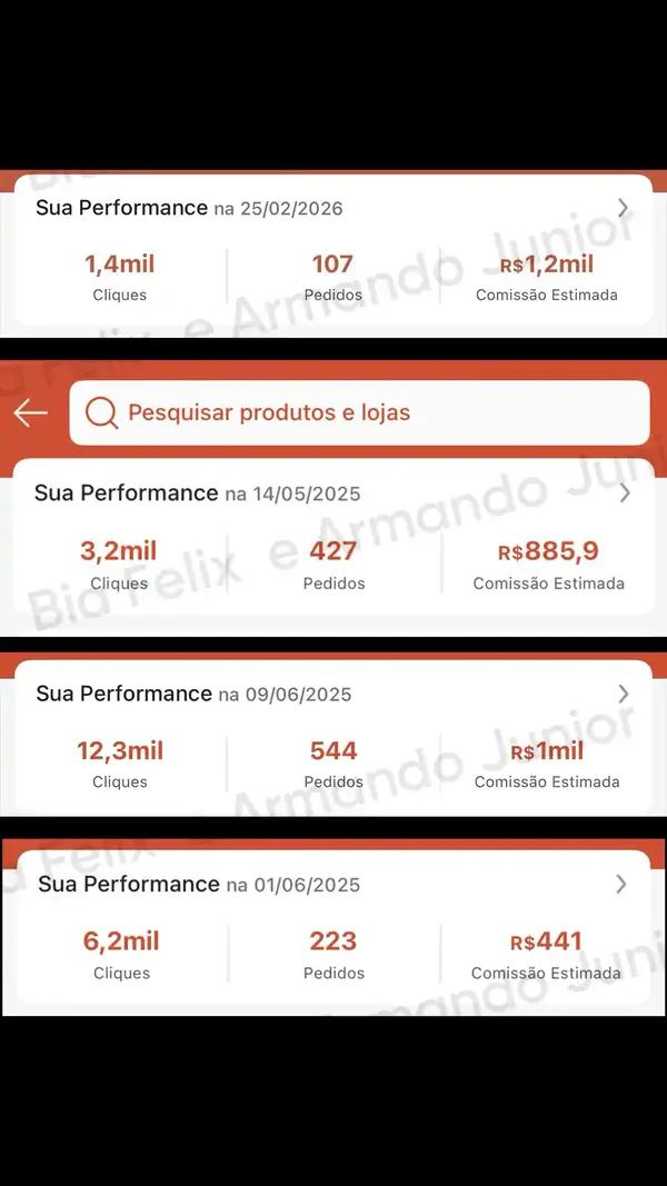 Print de resultado real de Júnior e Bia