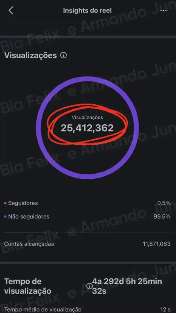 Print de resultado real de Júnior e Bia