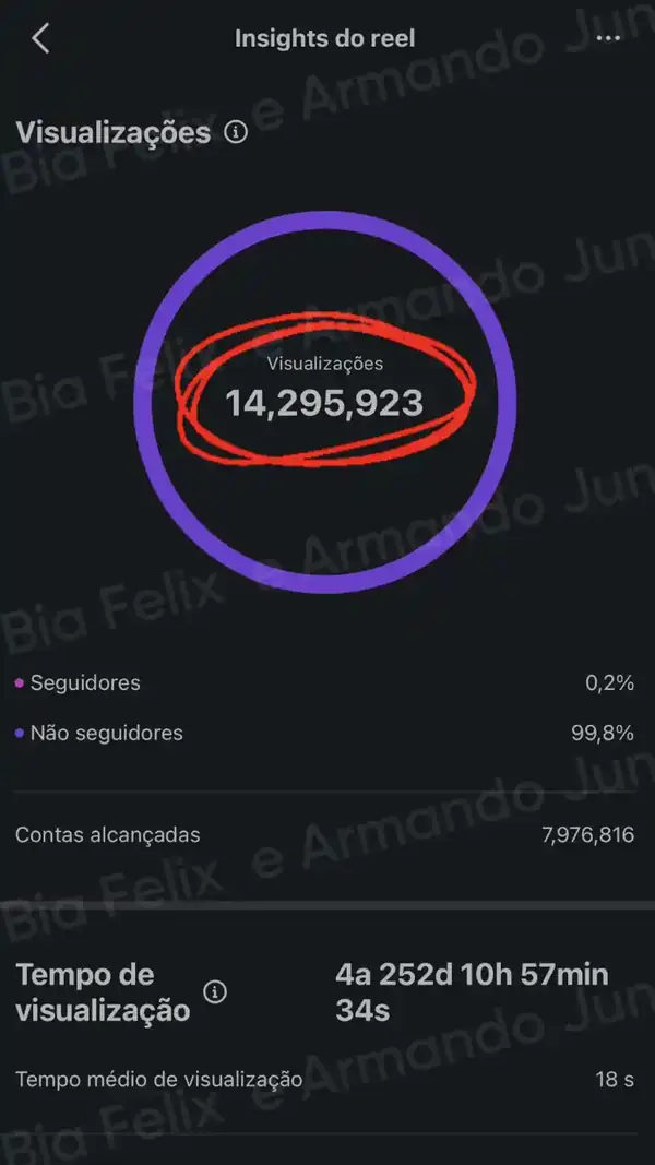 Print de resultado real de Júnior e Bia