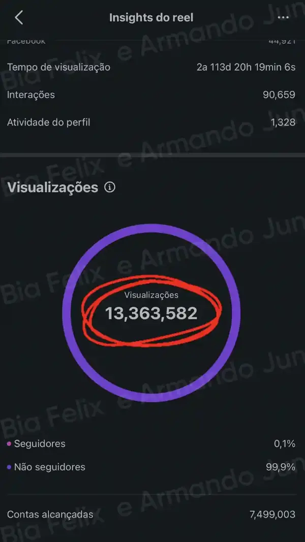 Print de resultado real de Júnior e Bia