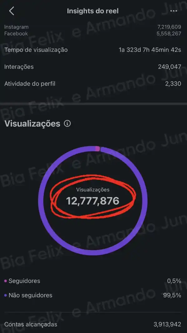 Print de resultado real de Júnior e Bia