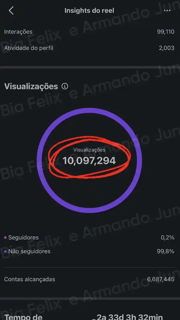 Print de resultado real de Júnior e Bia