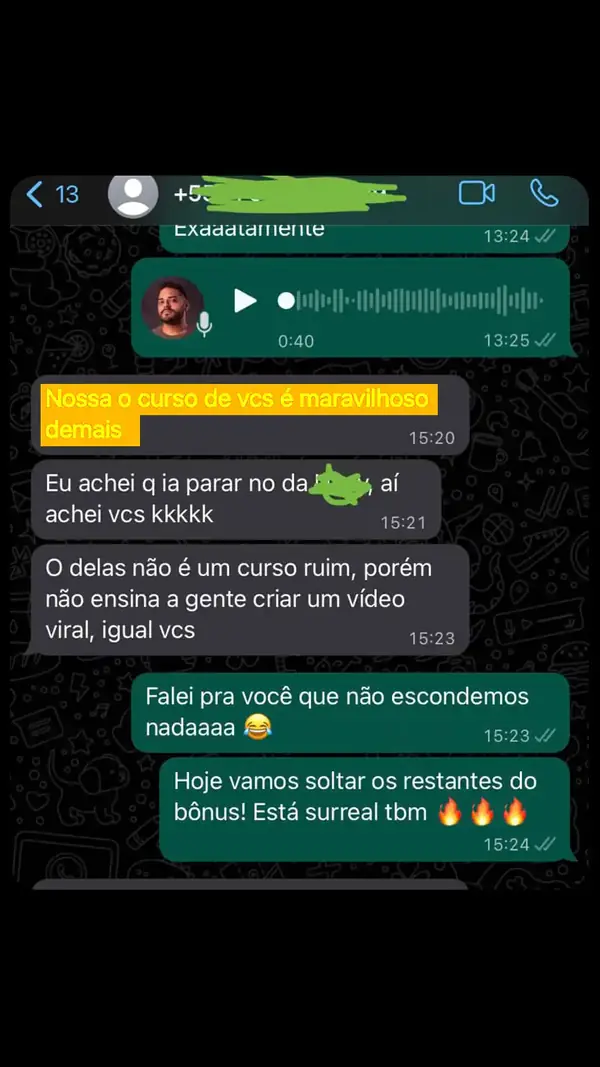 Print de depoimento de aluna do Método Afiliado Viral PRO