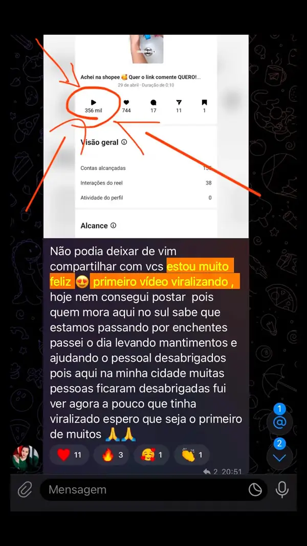 Print de depoimento de aluna do Método Afiliado Viral PRO